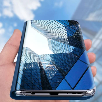 Огледален smart-калъф за Samsung Galaxy A72 5G A726 SM-A726B Калъф A72 4G A725F Седалките флип-надолу Магнитна Кожена капак