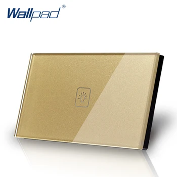 1 Банда 1 Начин 118*72 мм Wallpad Златна Стъклен Панел със сензорен екран, 110-250 В Стандартен Стенен прекъсвач САЩ, Безплатна доставка
