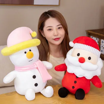 Коледа Дядо Коледа, Снежен човек Кукла Плюшени Играчки, Възглавници Сцена Висулка за Украса Мека Мека Възглавница за Необичайни Подаръци за Децата