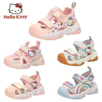 Спортни сандали Hello Kitty за момичета, Летни детски Плажни Сандали, Дишаща студентски обувки с мека подметка, подходяща за крак 14-23 см