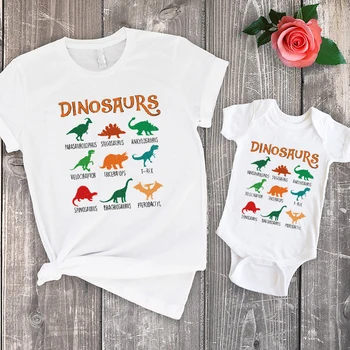 Тениска с динозаври, Дрехи за мама и мен, Семейни Тениски с динозаври, Тениска с динозавром за Момчета, Забавна риза 7-12 м, 0-6 м