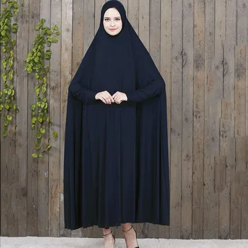 Качеството на Абайя Мюсюлманската Рокля Молитвен Хиджаб Рокля 16 Цвята Высокоэластичный 4XL Молитвен Халат С Комплект от Хиджаба