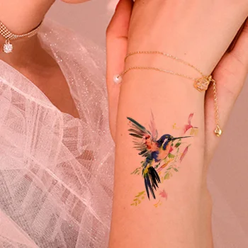 Акварелни Колибри Bird Татуировки На Китката Временни Женски Момичета Боди Арт Рисуване На Татуировки Малки Животни По Поръчка Грим Съвет Татуировка