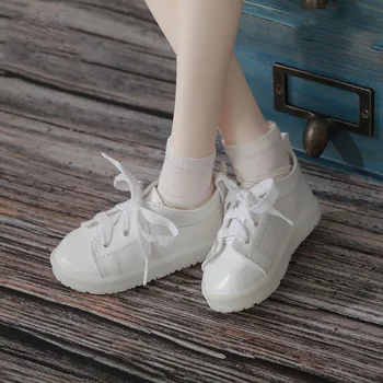 BJD 1/3 стоп-моушън обувки, ежедневни обувки настолна обувки на малката бяла обувки от изкуствена кожа аксесоари за кукли