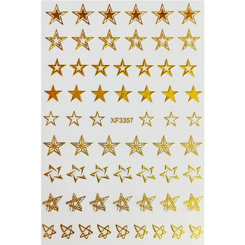 3D Звезди Геометрия на Ноктите Художествена Стикер във формата на звезда Цвят: Златист, Сребрист Цветни Самозалепващи Стикери за Украса Плъзгачи Аксесоари За Маникюр