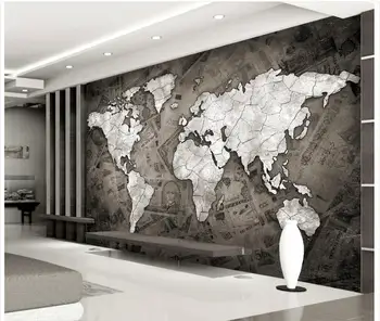 Потребителски 3D тапети за стените, 3 d стенописи тапети Ретро ностальгическая карта на света фреска, фон тапети интериор дневна