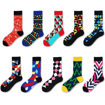 Пролет-лято Нови Чорапи с Геометричен Дизайн, Мъжки и Дамски Чорапи с приливите и отливите, Тенденция Индивидуалност, Памучни Чорапи в Тръбата, Чорапи