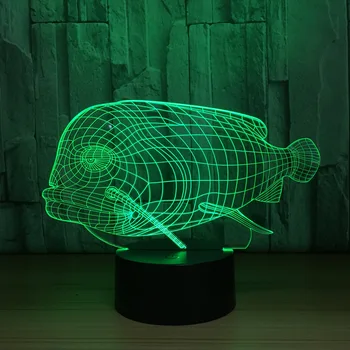 Риба Led 3D Лампа Дистанционно Сензорен Прекъсвач 3D лека нощ USB Цветно Настроение на Животното е Декоративна Настолна Лампа Атмосфера Подаръци