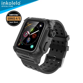 Inkolelo Apple Watch Серия 4, 5, 6, Калъф, каишка, Защитно фолио за екрана на 360 градуса, здрава броня, Противоударная шапка, 40 мм, 44 мм