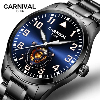 Карнавалните луксозни маркови механични часовници мъжки Выдалбливают напълно стоманени мъжки часовник водоустойчив часовник erkek кол saati relogio masculine