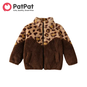 PatPat Baby Girl Леопардовое Сплайсированное Топлинното Пушистое Зимно Палто