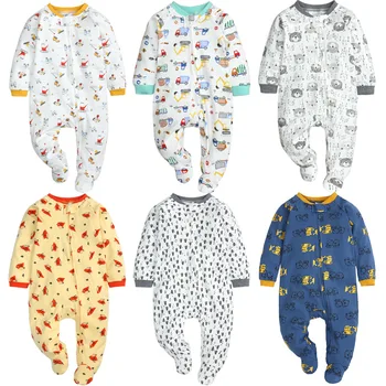 Есенно-зимни памучен Облекло За Катерене за новородени Момчета от 3 до 18 м, Детска пижама на Крака с дълги ръкави, Дрехи за малките момичета с животни