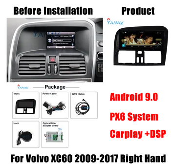 2 Din Android Автомобилен GPS Навигатор Радио DVD Мултимедиен Плеър За Volvo XC60 2009-2017 Десен Стереоприемник Сензорен HD Екран