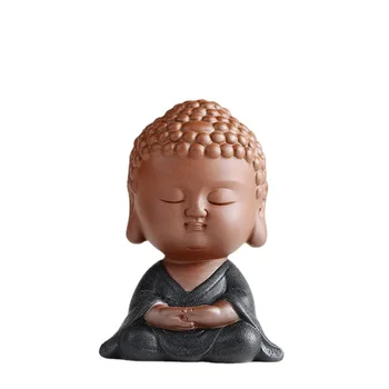Малка статуя на Буда монах буда е статуетка на татхагата буда чай домашен любимец лилави керамични занаяти декоративни керамични бижута начало декор