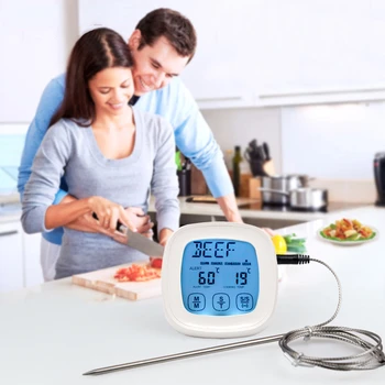 Устата сензорен екран, безжичен хранително-вкусовата термометър многофункционален домакински термометър за фурна с кухненски електронен таймер
