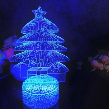 Празнични Подаръци Led 3D лека нощ Коледно Дърво Настолна Лампа за Спални за Осветление Сладка Детска Стая Украса за Всекидневна Декор