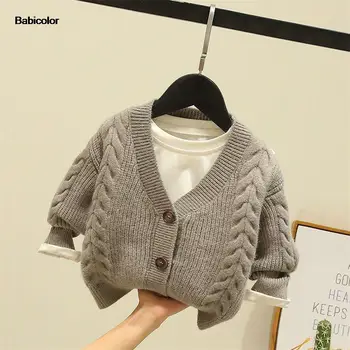 2022 есенно-зимния нов пуловер за момчета, вязаный жилетка, бебешко яке за момчета, корейската версия, уличен случайни топ от 1 до 6 години