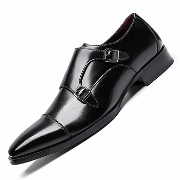 Нова мъжки модельная кожени Мъжки обувки кожени обувки Три в едно Monco Обувки От телешка кожа, Обувки от продавача отдел продажби