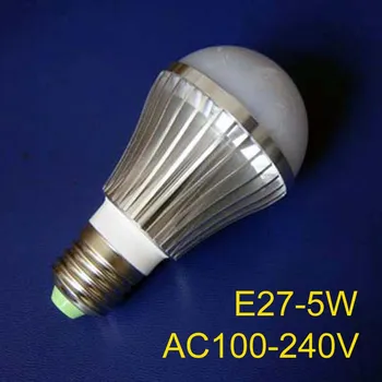 Високо качество 5 W E27 led светлини, висока мощност 5 W led лампи, E27 led лампа 5 W Безплатна доставка на 2 бр./лот