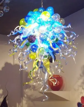 Необичаен Бирюзово-Син Цвят на 28 инча Ръчно изработени Стъклени Мехурчета LED Лампа за Полилеи От Стъкло Бластване