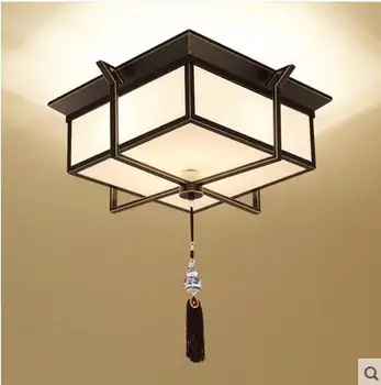 Квадратен led iron ретро нов китайски тавана лампа хол тавана лампа, спалня, кабинет, хотел античен модерен прост LO71411