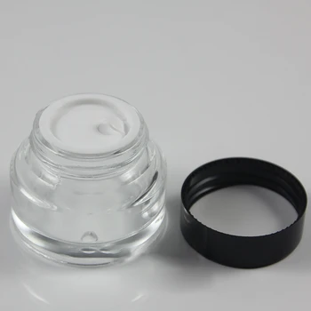 30 бр. е 30 г прозрачна стъклена банка за крем с черен алуминиев капак, на едро, в прозрачна стъклена козметична банка на 1 унция за крем за очи