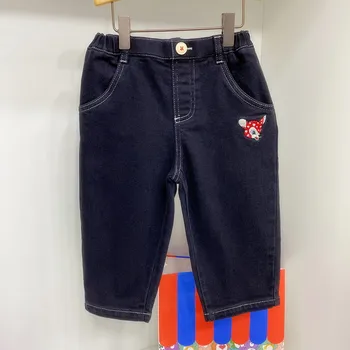 베베 BeBe/ Маркови есенно-зимни памучни дънки за момчета и момичета, всеки ден на дънки за момчета и момичета, детски черни дънкови панталони