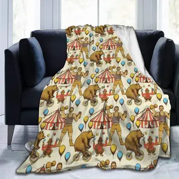 Фланелевое флисовое одеяло с шарени Кръгове в ретро стил с Шарките на Мечка на колело с Принтом Силача Меко Топло Пушистое