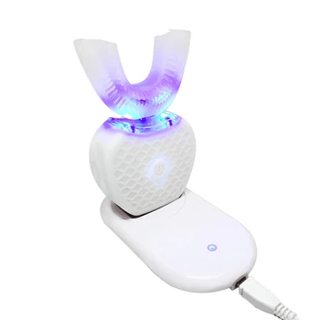 Електрическа Четка за Зъби Автоматична Звукова U Вид на 360 Градуса 4 Режима на Четка USB Магнитна зареждане Избелване на Зъби Синя Светлина