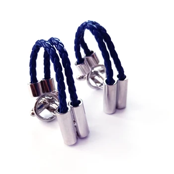 XKZM нови сини Кожени въжени Копчета, копчета за ръкавели, стомана, нестандартен дизайн, материал, френски за мъжки маншети, копчета, търговия на едро и дребно