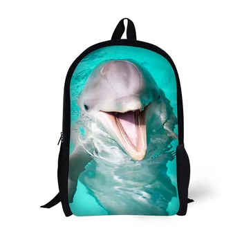 Ученически чанти деца Раницата печат делфин Училищни Чанти За момичета Раници Раница за лаптоп 17 Инча