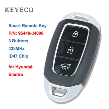 Keyecu Умно Дистанционно кола Ключодържател 3 бутона 433 Mhz 47 Чип за Hyundai Elantra 2018 2019 2020 P/N: 95440-J4000, 95440J4000