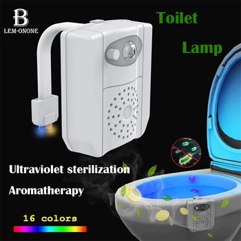16-Цветен Led Сензор за Движение, Тоалетка, Лампа, с Функция за Освежаване на Въздуха, UV-Бактерицидная Лампа за Аварийно Осветление за Баня