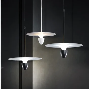 Ретро стил Скандинавски НЛО, летящ диск LED Окачен лампа, Акрилни лампа окачен лампа за Дневна трапезария с кухненски осветление
