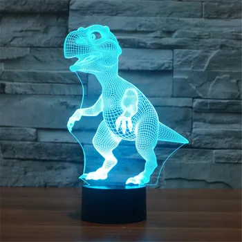 Настолна лампа цвета на бебе Светлина на нощта LED Холограма, Илюзия на динозаврите 3D визуални Спящата Настолна Лампа 7 цветове за Декорация на дома