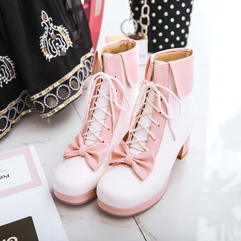 Ботуши в стил Лолита, Сладък дамски Обувки за Момичета, Кавайная японската Скъпа обувки в стил Аниме 