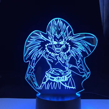 Рюк Фигура Тетрадка на Смъртта Детски лека нощ Led което променя Цвета си нощна светлина за Украса на Стаите в Японската Манга Подарък 3d Илюзия Лампа