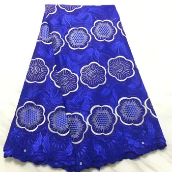 5 ярда/бр Популярната кралска синя африканска памучен плат с бродерия на цветя конфедерация на завесата сухо дантела за дрехи BC87-1