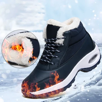 Дамски зимни памучен обувки с въздушна възглавница, дамски зимни обувки на дебела подметка със средна горна част, леки зимни обувки на дебела подметка, 36-41