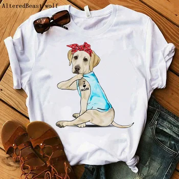 Тениска с кучето Лабрадором, женска риза в стил Харадзюку, Нова Мода Кърпа, тениска с Принтом 