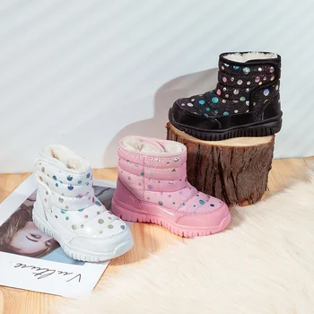 MORVANT/Детски Зимни обувки; Детски Обувки с подплата от изкуствена кожа; Водоустойчиви Дизайнерски Детски обувки с добавянето на кадифе Отвътре; детски зимни обувки