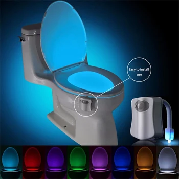 8 Цвята Интелигентен Сензор за Движение PIR Седалка За Тоалетна лека нощ Водоустойчив Осветление За Тоалетна Led Лампа Luminaria WC, Тоалетка, Лампа,