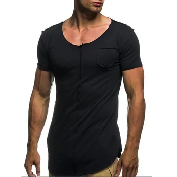 B1189-Летни нови мъжки тениски, обикновена, приталенные, трендови, всекидневни, с къси ръкави