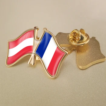 Австрия и Франция Кръстосани Двойни Знамена Приятелство Игли за Ревери Брошки Икони