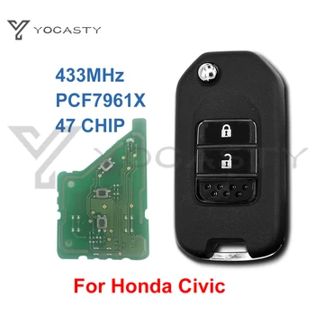 YOCASTY 433 Mhz 2 Бутона за Дистанционно Флип Кола Ключодържател за Honda Civic 2014 2015 2016 2017 с чип PCF7961 HLIK6-3T