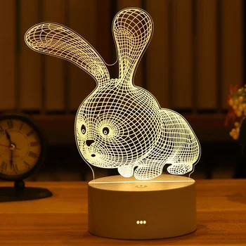 3D Животно лека нощ LED Топъл Цвят на Бутон Акрилни Оптичен Лампа Украса лека нощ Детски Подарък За рождения си Ден направи си САМ Украса