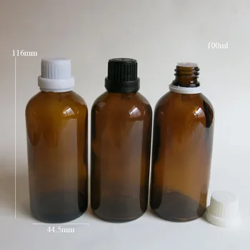 100 бр./lot, 100 ml, Кехлибарена стъклена бутилка с кислото - и щелочестойкой Фенолна Винтова капачка За Съхранение на Фоточувствителни Материали