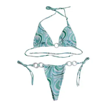 2 бр./компл., Модерен комплект на бански костюми, Трехточечный женски бански дантела, Секси женски бански