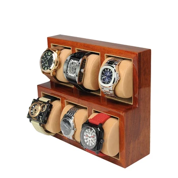 6 слотовете, модни мъжки домашна дървена кутия за часовник, органайзер за часа по-високо качество, кутия за съхранение часа 0911-07