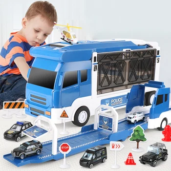 Мащабна катапультируемый жп контейнерен камион Мултифункционална детска играчка модел имитационный рельсовый инерционен камион Звукова и светлинна история